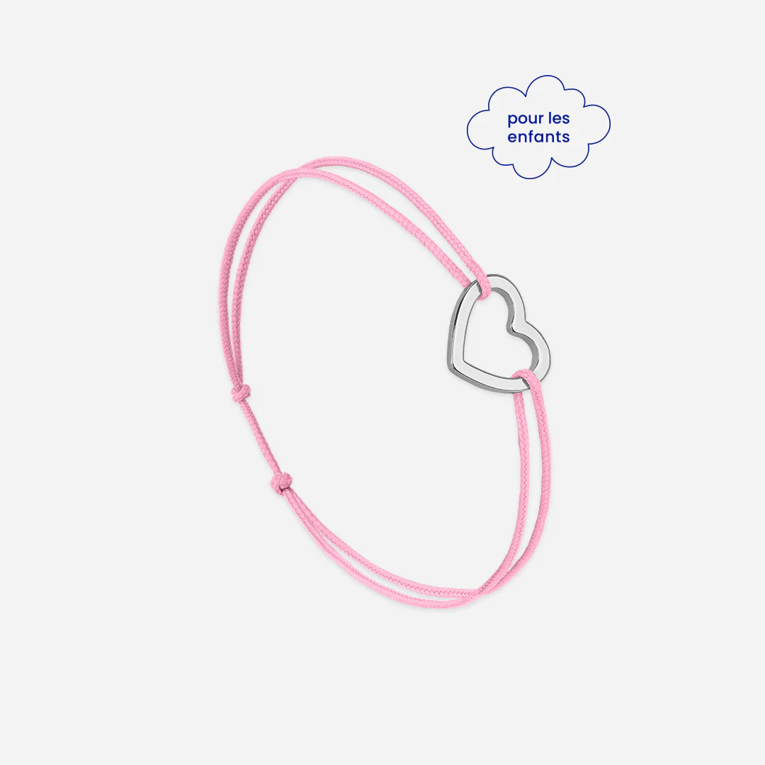 Coeur vide enfant rose plaqué argent