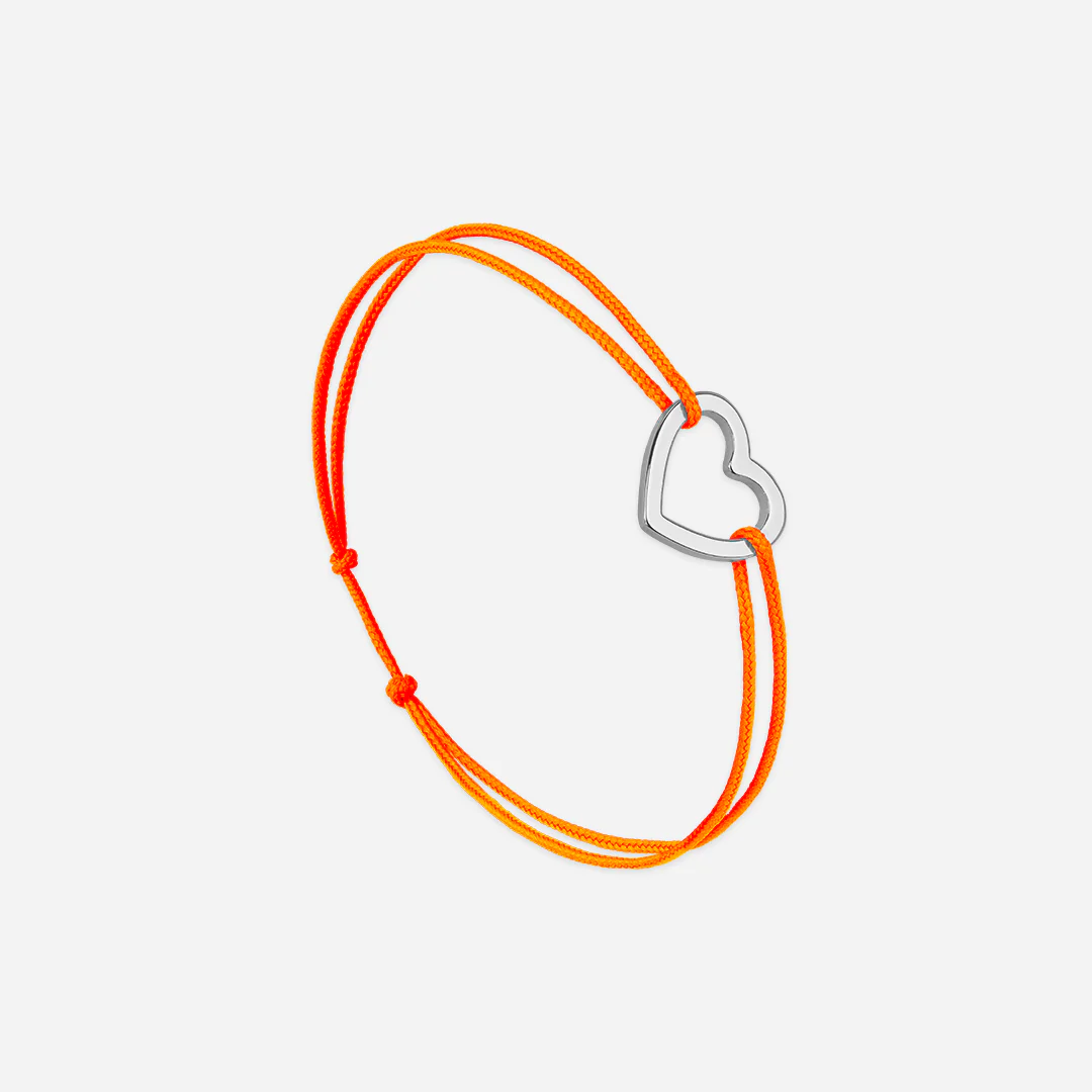 Coeur vide orange plaqué argent