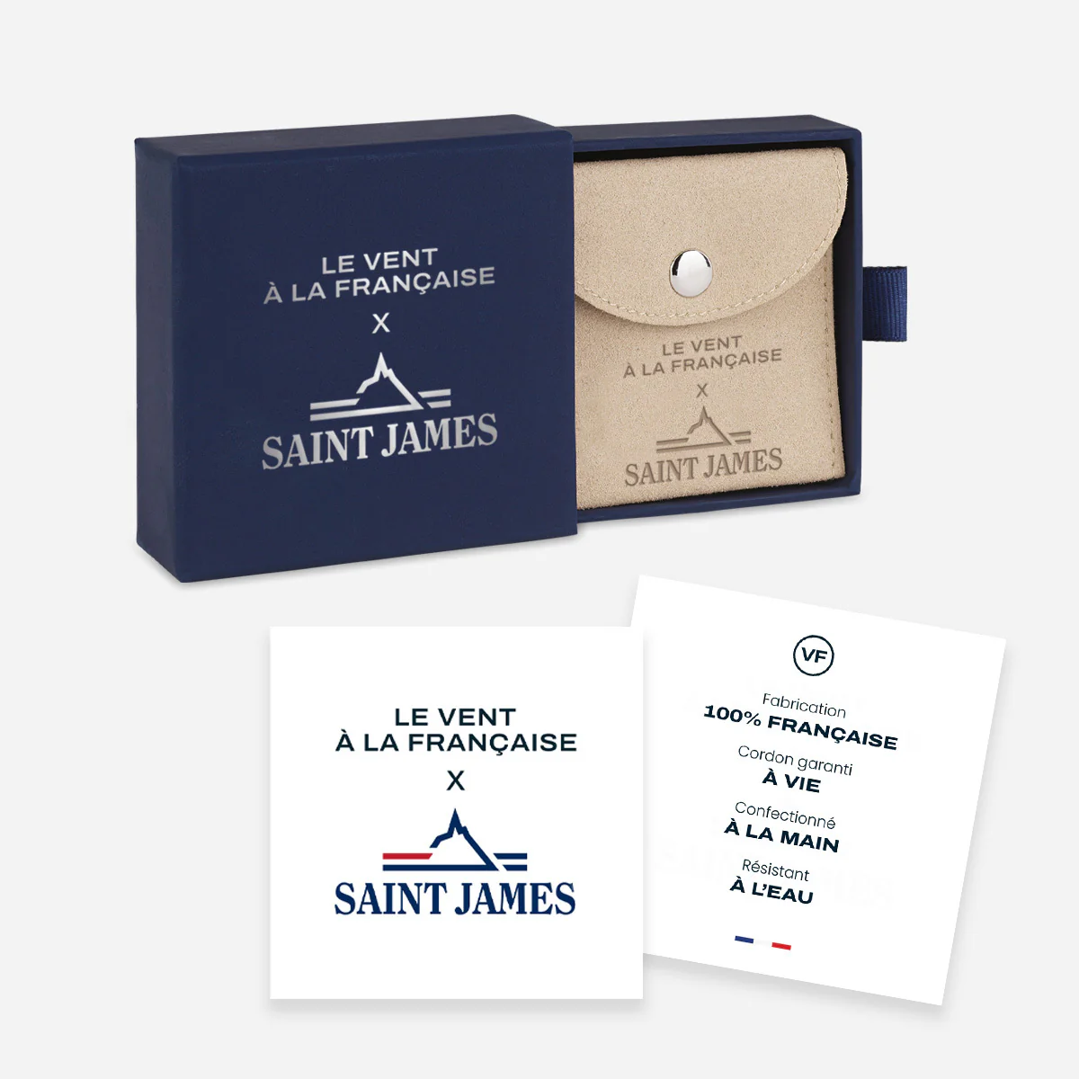 Logo Saint James rayé blanc et rouge plaqué argent - Image 3